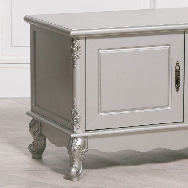 French Antique Silver Large Cabinet Tv Unit - Image 3