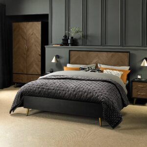 Bentley Designs Sienna Fumed Oak & Peppercorn Panel Bedstead 150cm King