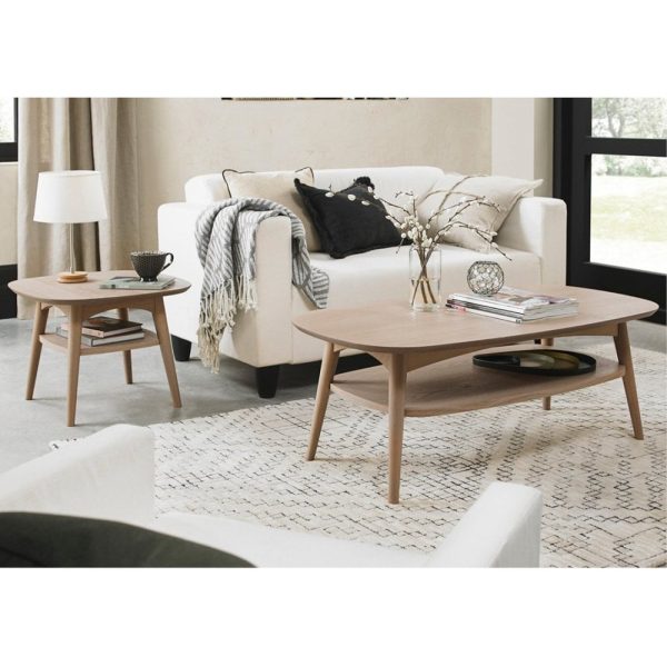 Bentley Designs Dansk Scandi Oak Lamp Table With Shelf - Image 3