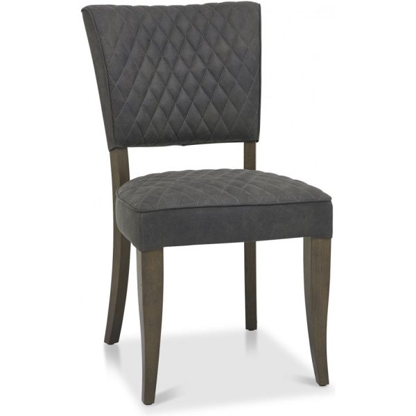 Bentley Designs Logan Fumed Oak Upholstered Chair - Dark Grey Fabric (Pair) - Image 2