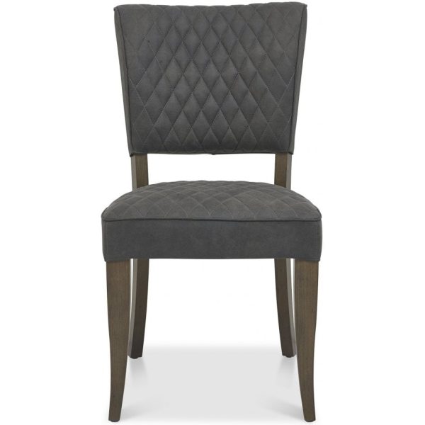 Bentley Designs Logan Fumed Oak Upholstered Chair - Dark Grey Fabric (Pair) - Image 3