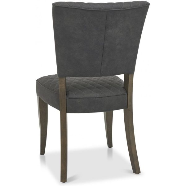 Bentley Designs Logan Fumed Oak Upholstered Chair - Dark Grey Fabric (Pair) - Image 4