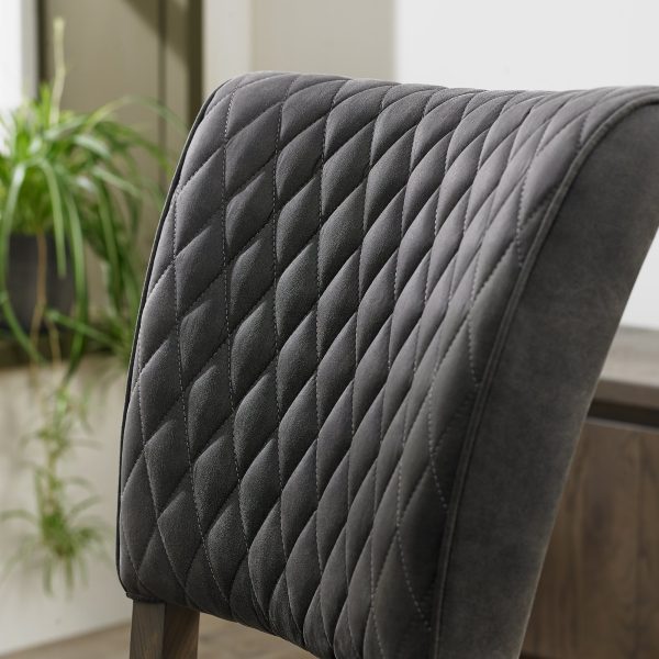 Bentley Designs Logan Fumed Oak Upholstered Chair - Dark Grey Fabric (Pair) - Image 5