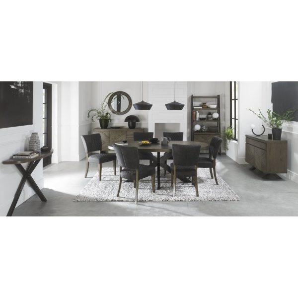 Bentley Designs Logan Fumed Oak Upholstered Chair - Dark Grey Fabric (Pair) - Image 7