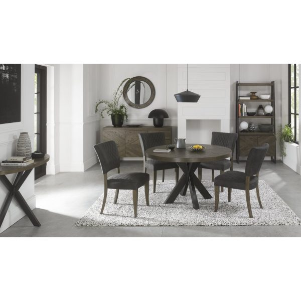 Bentley Designs Logan Fumed Oak Upholstered Chair - Dark Grey Fabric (Pair) - Image 8