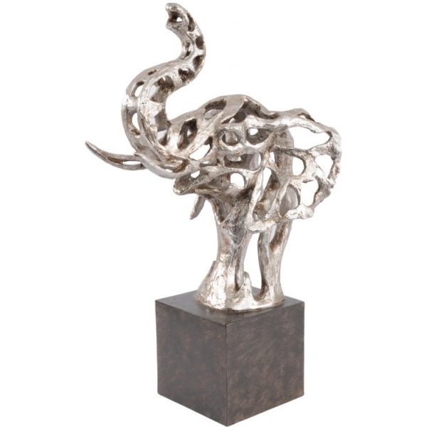 Libra Interiors Addo Abstract Elephant Head Sculpture in Silver Resin