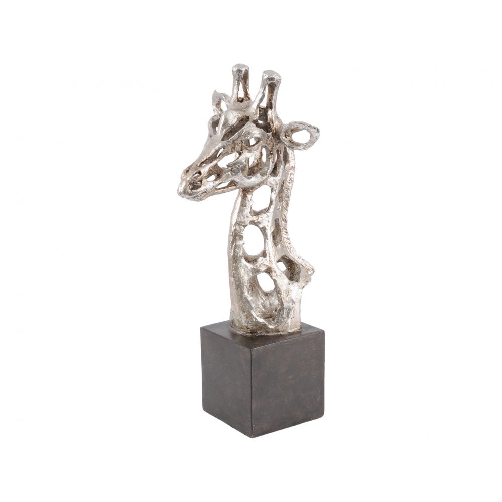 Addo Abstract Giraffe Head Sculpture in Silver Resin - Breeze