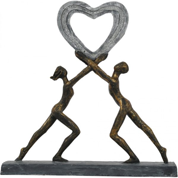Libra Interiors  Uplifting Love Couple with Heart Resin Sculpture