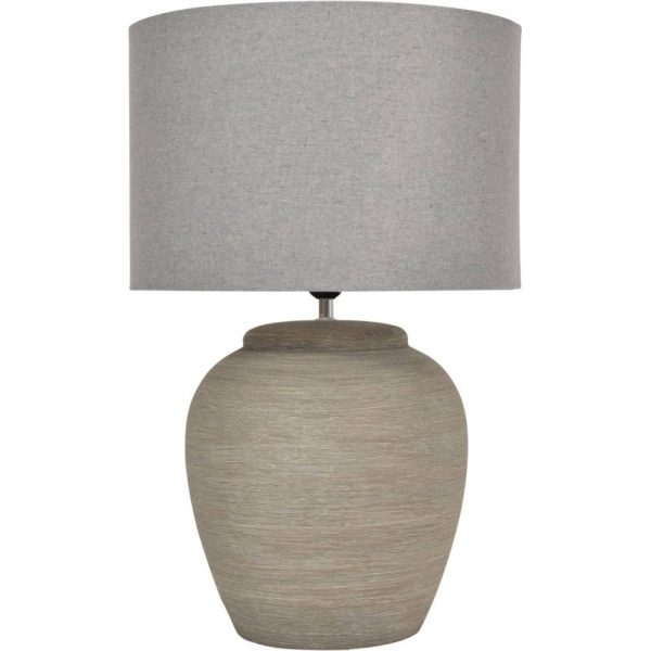 Libra Interiors   Baslow Etched Grey Small Ceramic Lamp with Shade E27