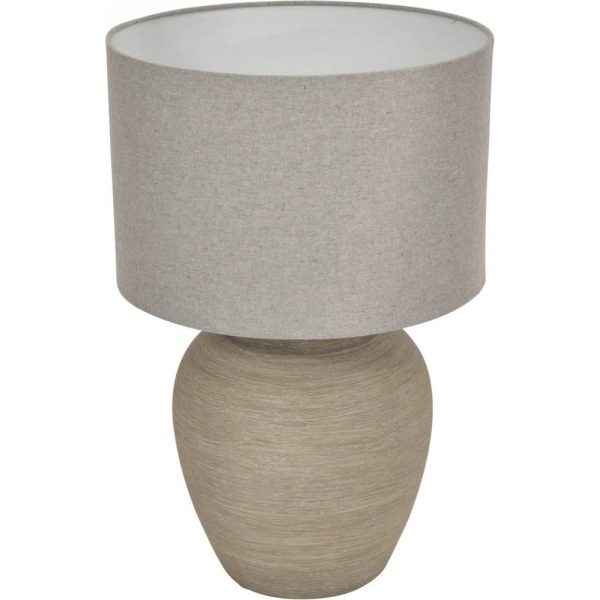 Libra Interiors   Baslow Etched Grey Small Ceramic Lamp with Shade E27 - Image 3