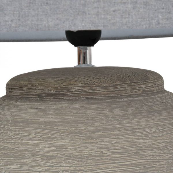 Libra Interiors   Baslow Etched Grey Small Ceramic Lamp with Shade E27 - Image 5