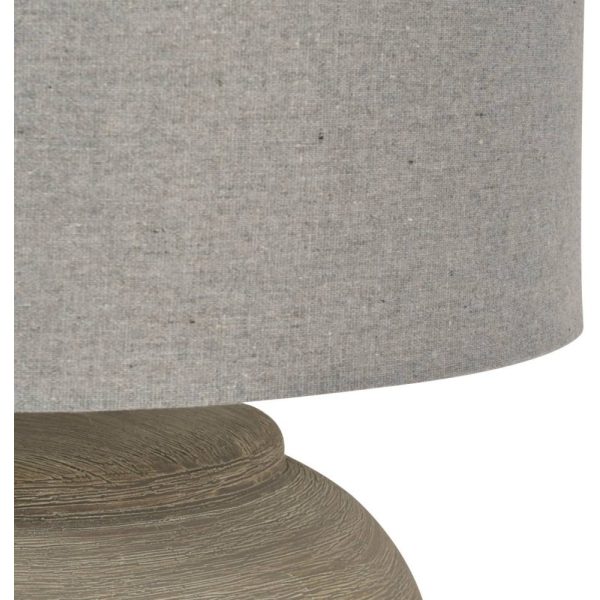 Libra Interiors   Baslow Etched Grey Small Ceramic Lamp with Shade E27 - Image 6