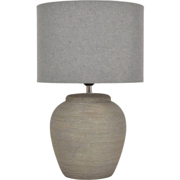 Libra Interiors   Baslow Etched Grey Large Ceramic Lamp with Shade E27