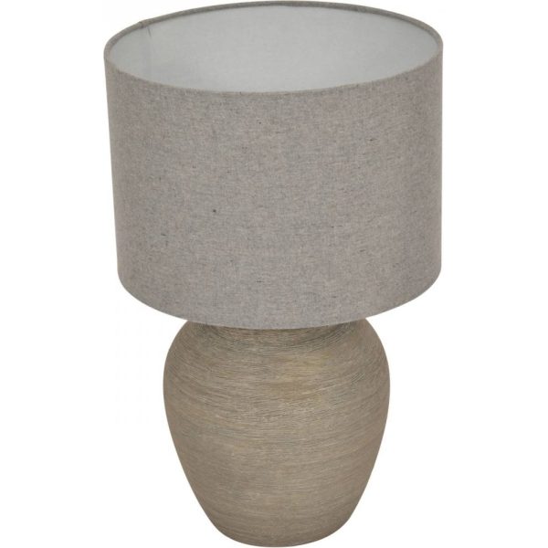 Libra Interiors   Baslow Etched Grey Large Ceramic Lamp with Shade E27 - Image 3