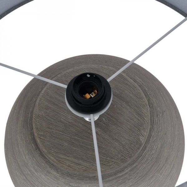 Libra Interiors   Baslow Etched Grey Large Ceramic Lamp with Shade E27 - Image 4