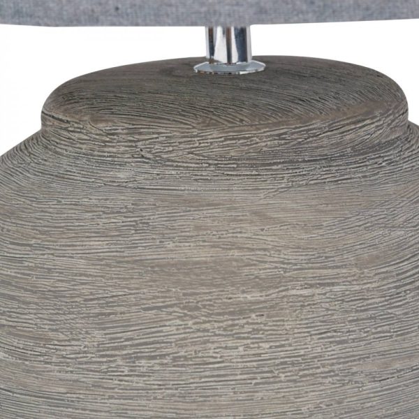 Libra Interiors   Baslow Etched Grey Large Ceramic Lamp with Shade E27 - Image 5