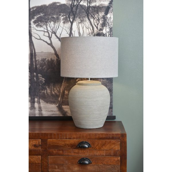 Libra Interiors   Baslow Etched Grey Large Ceramic Lamp with Shade E27 - Image 7