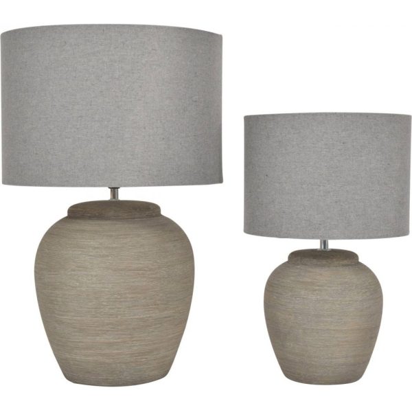 Libra Interiors   Baslow Etched Grey Large Ceramic Lamp with Shade E27 - Image 8