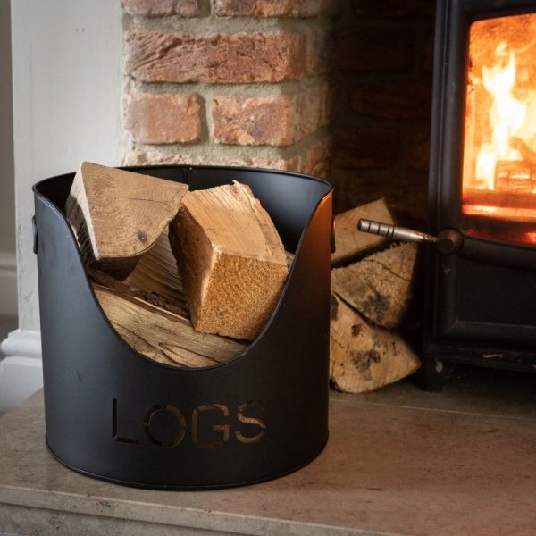 Hill Interiors Black Finish Logs And Kindling Buckets & Matchstick Holder - Image 2