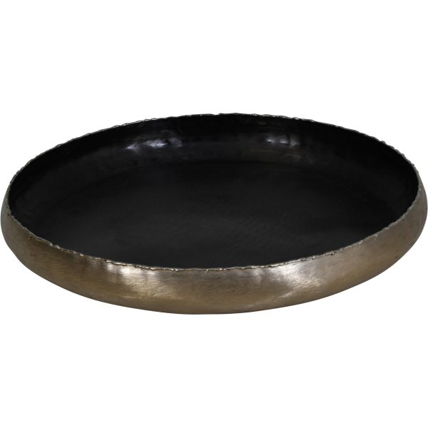Libra Interiors Molten Brushed Gold Metal Round Platter 43cm diameter