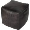 libra interiors Cube Leather Pouffe in Charcoal - Image 3