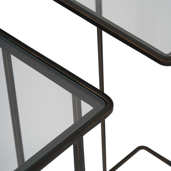 Libra Interiors Salzburg Set of 2 Glass and Metal Side Tables, Dark Bronze - Image 4