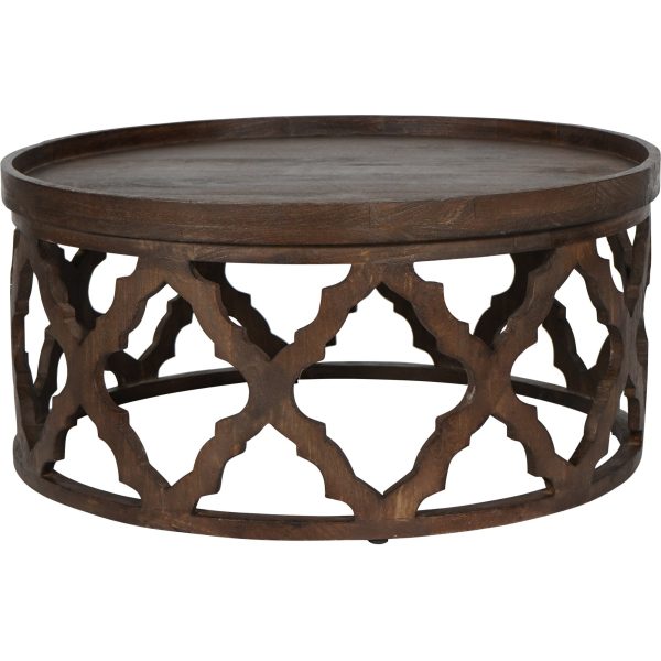 libra interiors  Kielder Solid Carved Wooden Coffee Table in Dark Brown