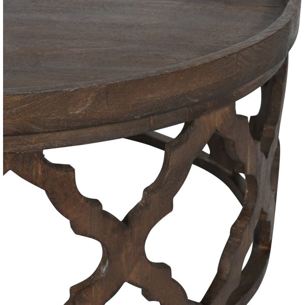 libra interiors  Kielder Solid Carved Wooden Coffee Table in Dark Brown - Image 4