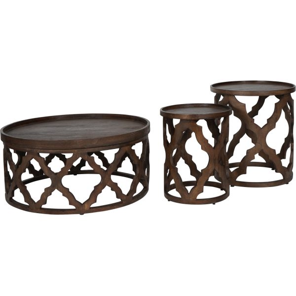 libra interiors  Kielder Solid Carved Wooden Coffee Table in Dark Brown - Image 5