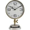Libra Interiors  Stollard Silver Nickel Mantel Clock with Gold Angle Adjuster and Detail