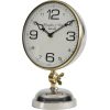 Libra Interiors  Stollard Silver Nickel Mantel Clock with Gold Angle Adjuster and Detail - Image 2