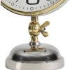 Libra Interiors  Stollard Silver Nickel Mantel Clock with Gold Angle Adjuster and Detail - Image 4
