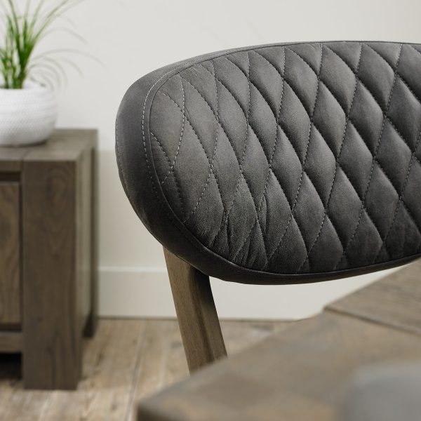 Bentley Designs Ellipse Fumed Oak Upholstered Chair - Dark Grey Fabric (Pair) - Image 3