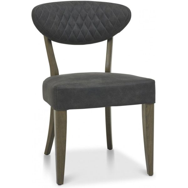 Bentley Designs Ellipse Fumed Oak Upholstered Chair - Dark Grey Fabric (Pair) - Image 4