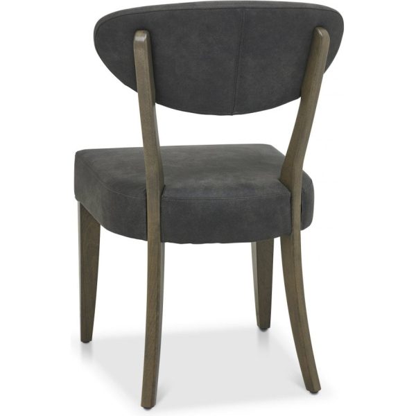 Bentley Designs Ellipse Fumed Oak Upholstered Chair - Dark Grey Fabric (Pair) - Image 6