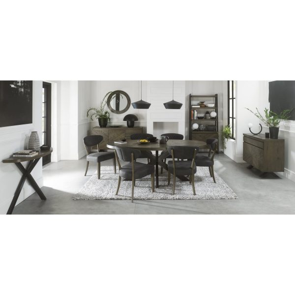 Bentley Designs Ellipse Fumed Oak Upholstered Chair - Dark Grey Fabric (Pair) - Image 7