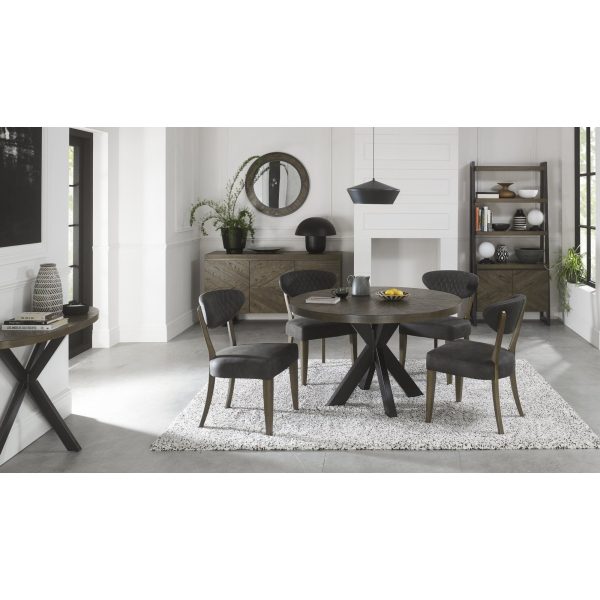 Bentley Designs Ellipse Fumed Oak Upholstered Chair - Dark Grey Fabric (Pair) - Image 8