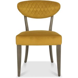 Bentley Designs Ellipse Fumed Oak Upholstered Chair - Mustard Velvet Fabric (Pair)