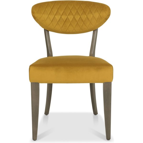 Bentley Designs Ellipse Fumed Oak Upholstered Chair - Mustard Velvet Fabric (Pair) - Image 3