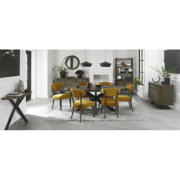 Bentley Designs Ellipse Fumed Oak Upholstered Chair - Mustard Velvet Fabric (Pair) - Image 5