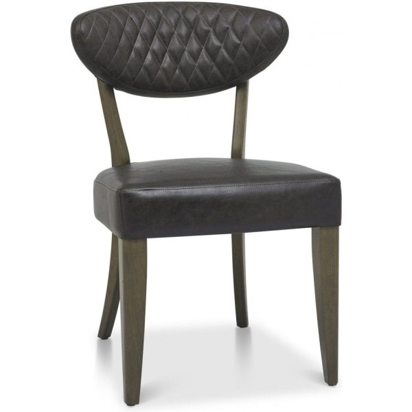 Bentley Designs Ellipse Fumed Oak Upholstered Chair - Old West Vintage (Pair) - Image 2