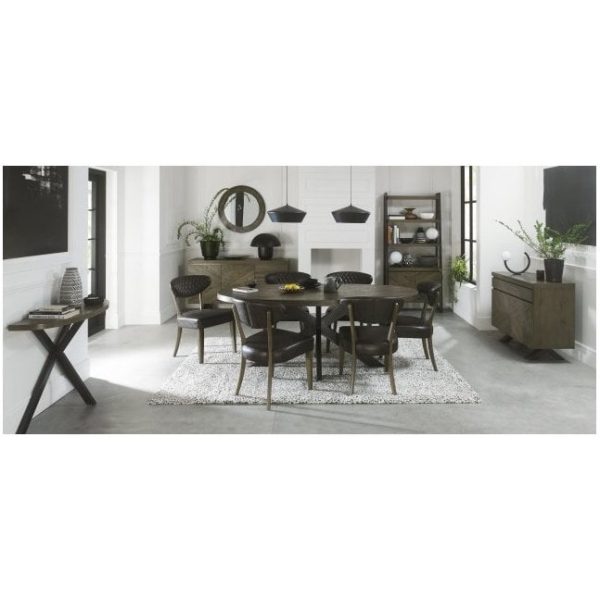 Bentley Designs Ellipse Fumed Oak Upholstered Chair - Old West Vintage (Pair) - Image 5