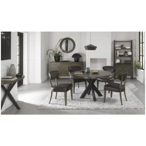 Bentley Designs Ellipse Fumed Oak Upholstered Chair - Old West Vintage (Pair) - Image 6