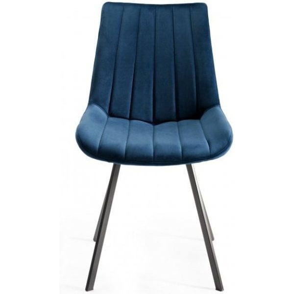Bentley Designs Indus Rustic Oak 4 Seater Table & 4 Fontana Blue Velvet Chairs - Image 8