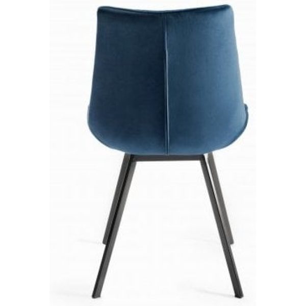 Bentley Designs Indus Rustic Oak 4 Seater Table & 4 Fontana Blue Velvet Chairs - Image 9