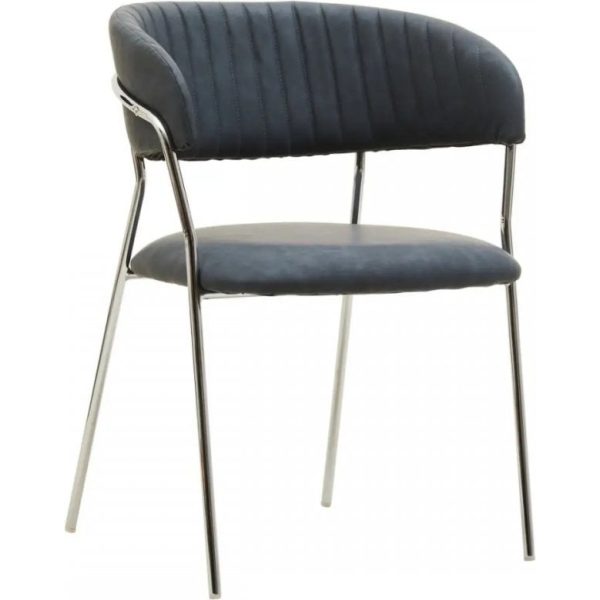 Fifty Five Avenue  Dexter Dark Grey Leather Curved Dining Chair Set (Pair)