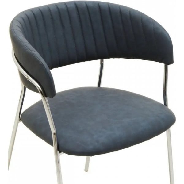 Fifty Five Avenue  Dexter Dark Grey Leather Curved Dining Chair Set (Pair) - Image 6