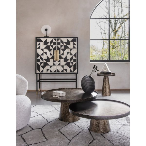 Libra Interiors  Sandbanks Set of 2 Iron Coffee Tables in Rustic Antique Gold - Image 6