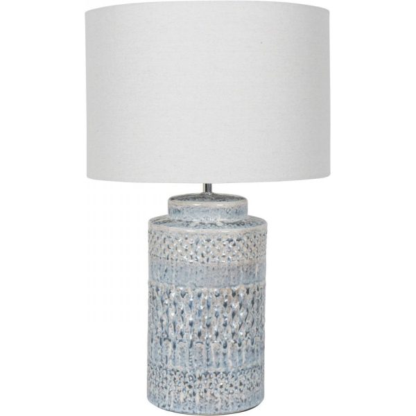 Libra Interiors Stormy Sky Glaze Table Lamp 60cm with Cream Drum Shade
