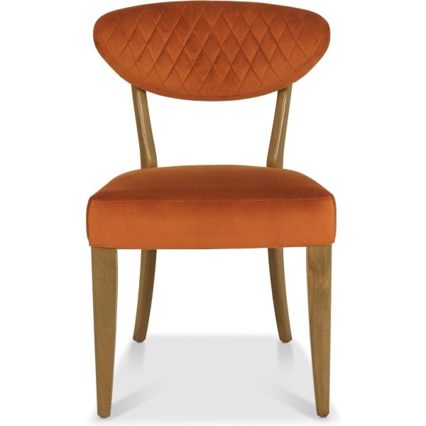 Bentley Designs Ellipse Rustic Oak Upholstered Chair - Rust Velvet Fabric (Pair) - Image 3